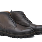 Stivaletto stringato in cervo vegetale color fango scuro con fondo gomma leggera 9199PCVGRI 178 ROSSI 