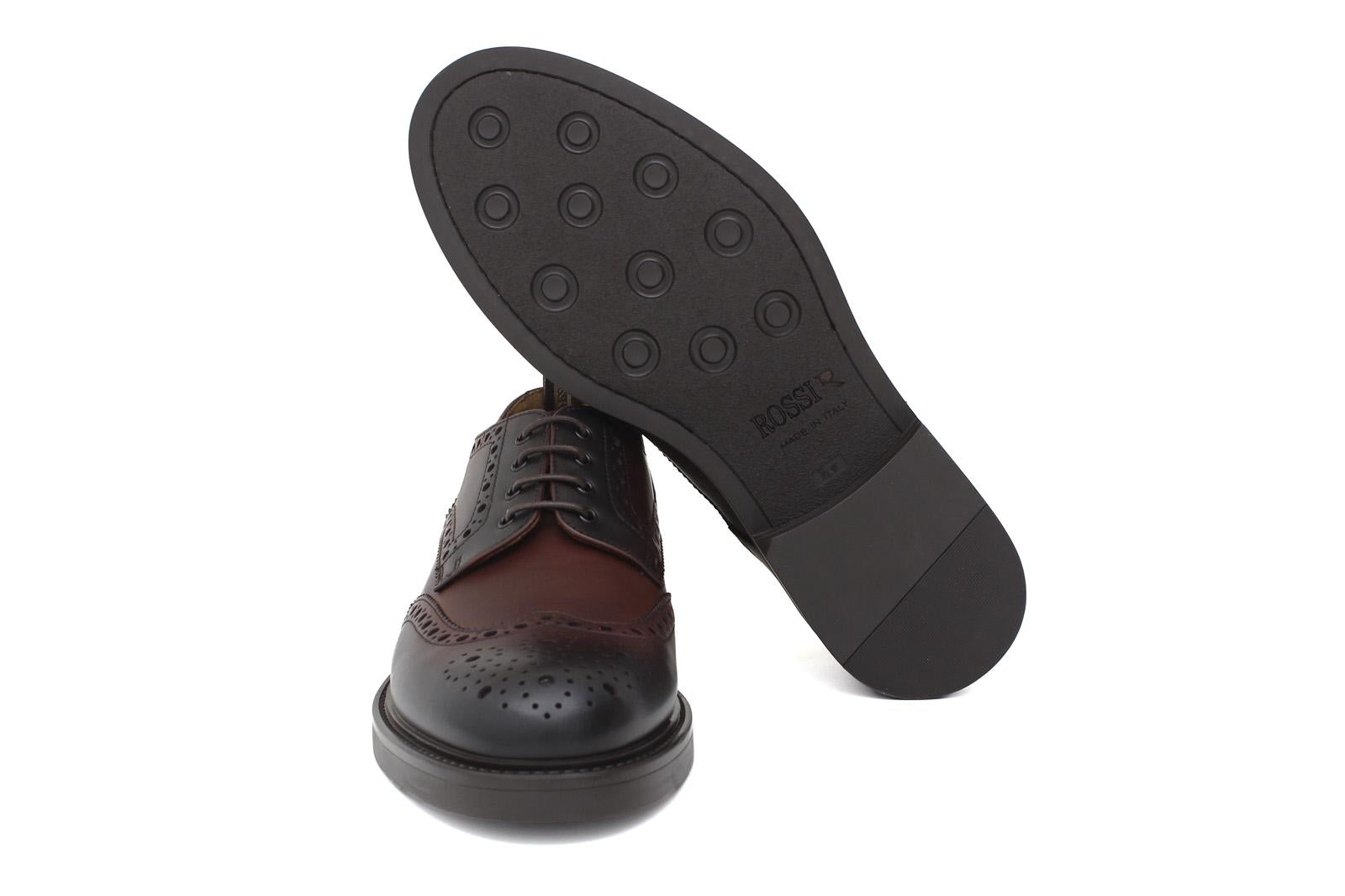 Derby stile inglese in vitello anticato marrone con fondo in gomma 164GR246BM 1067 ROSSI 