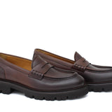 Mocassino donna stile ingegnere in vitello naturale marrone sfumato e fondo in gomma leggera D212VACAS 10 ROSSI 