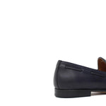 Mocassino con mappine a sacchetto intero in vitello naturale blu con fondo cuoio antiscivolo cucito 8683MADBLU 1029 ROSSI 