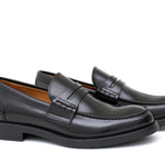 Mocassino College stile inglese in vitello spazzolato nero e fondo gomma 5316GCANE 349 ROSSI 