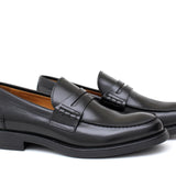 Mocassino College stile inglese in vitello spazzolato nero e fondo gomma 5316GCANE 349 ROSSI 