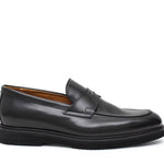 Mocassino in vitello spazzolato nero e fondo in gomma leggera 5852CALNE 377 ROSSI 