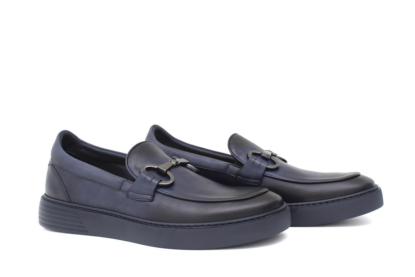 Slip on in vitello naturale blu sfumato con fondo in gomma leggera 1041DIXJ 1106 ROSSI 