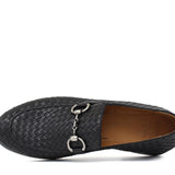 Mocassino lavorazione a sacchetto intero in vitello intrecciato nero con fondo in cuoio antiscivolo cucito blake 268VCNE 251 ROSSI 