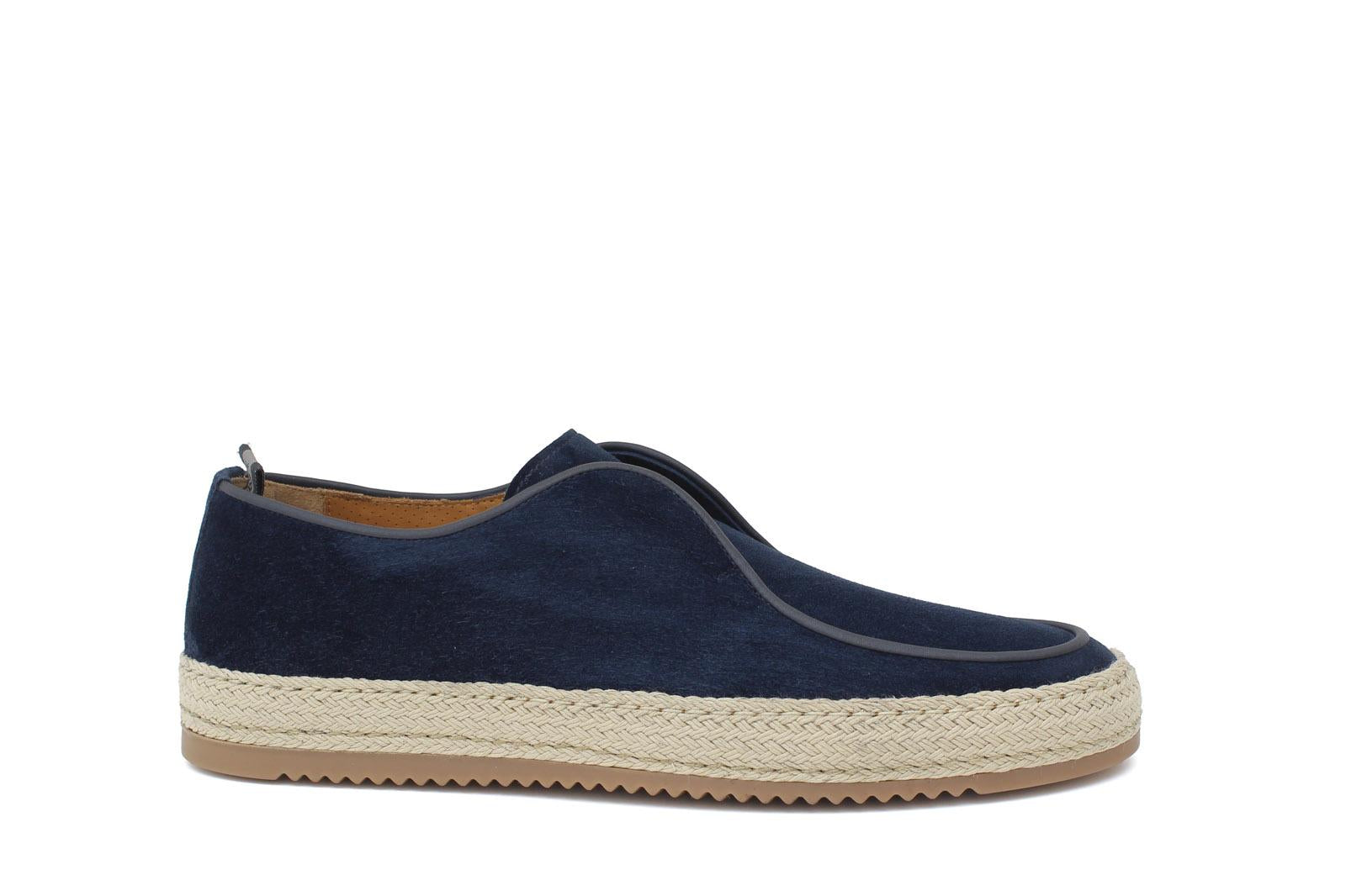Slip on in camoscio color blu navy con fondo in gomma intrecciato 1093ROVNA 1130 ROSSI 