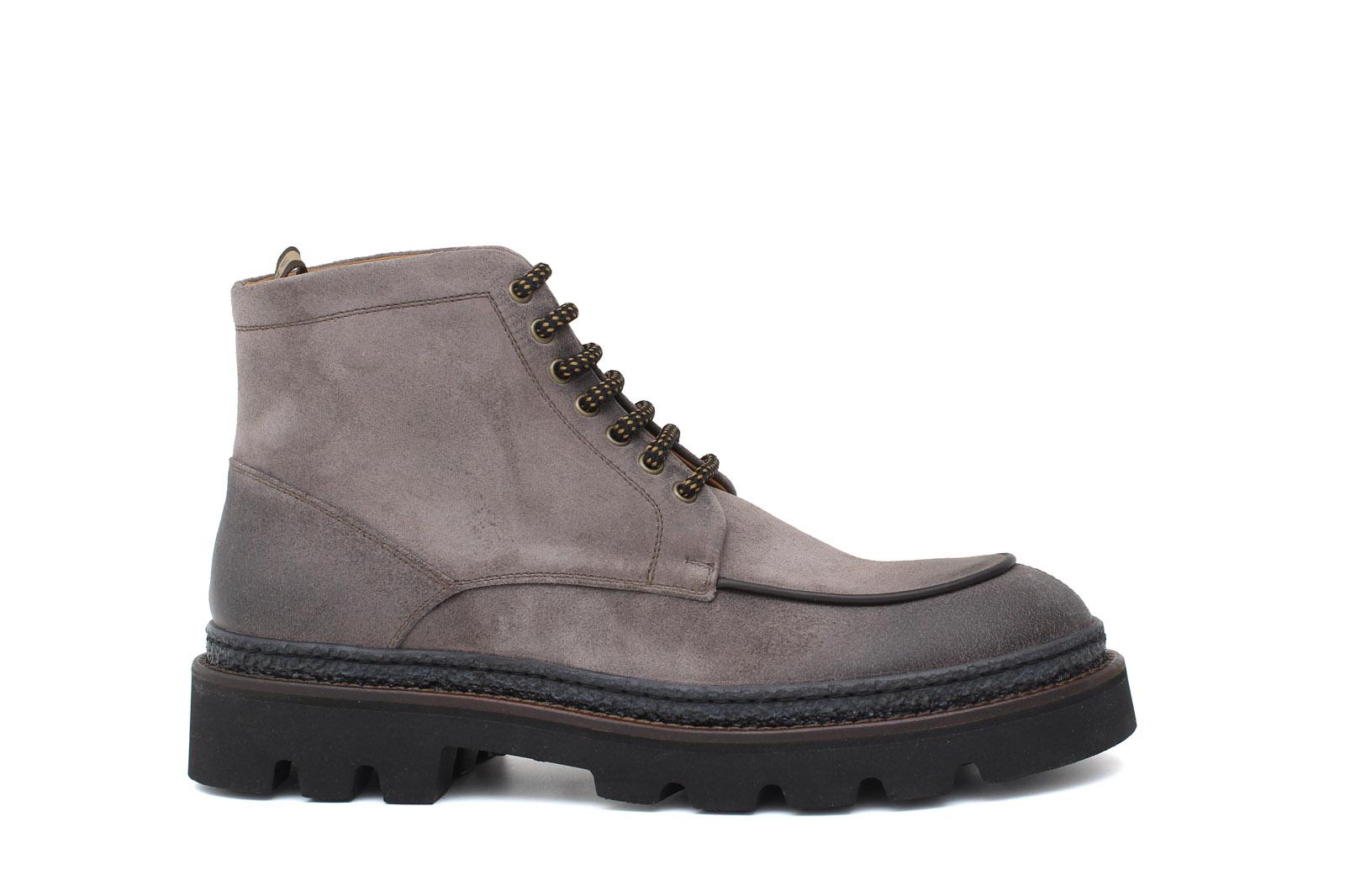 Stivaletto stringato in camoscio ingrassato tortora e fondo in gomma leggera 119PRHSBIS 400 ROSSI 