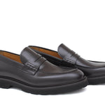 Mocassino college in vitello spazzolato testa di moro con fondo in gomma leggera 1552CALFTM 208 ROSSI 