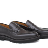 Mocassino college in vitello spazzolato testa di moro con fondo in gomma leggera 1552CALFTM 208 ROSSI 