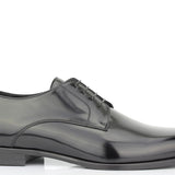 Derby in vitello spazzolato nero con fondo in cuoio 4717TINER 91  UN ROSSI 