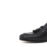 Mocassino a sacchetto intero intrecciato nel colore nero con fondo cuoio antiscivolo 265VITCNE 191 ROSSI 