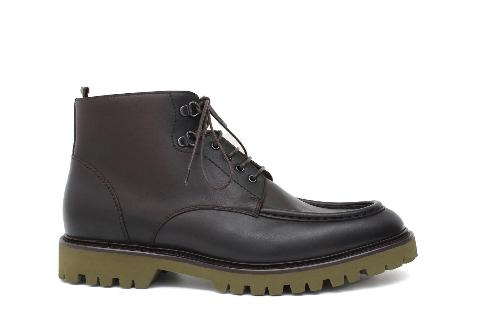 Polacchino stringato in vitello anticato testa di moro e fondo in gomma leggera 460PBTM 68 ROSSI 