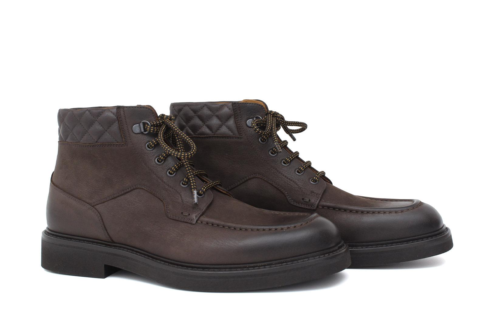 Stivaletto stringato in nabuk invecchiato testa di moro con fondo in gomma leggera 1202PRTM 1111 ROSSI 