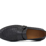 Mocassino intrecciato nero,  lavorazione sacchetto con fondo cuoio con inserti antiscivolo 1049VCNE 57 ROSSI 