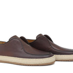 Slip on in vitello naturale marrone sfumato con fondo in gomma intrecciato 1093DCAS 625 ROSSI 
