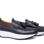 Mocassino con mappine  sportivo in vitello spazzolato blu con fondo vibram leggero 276CALB 456 ROSSI 