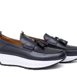 Mocassino con mappine  sportivo in vitello spazzolato blu con fondo vibram leggero 276CALB 456 ROSSI 