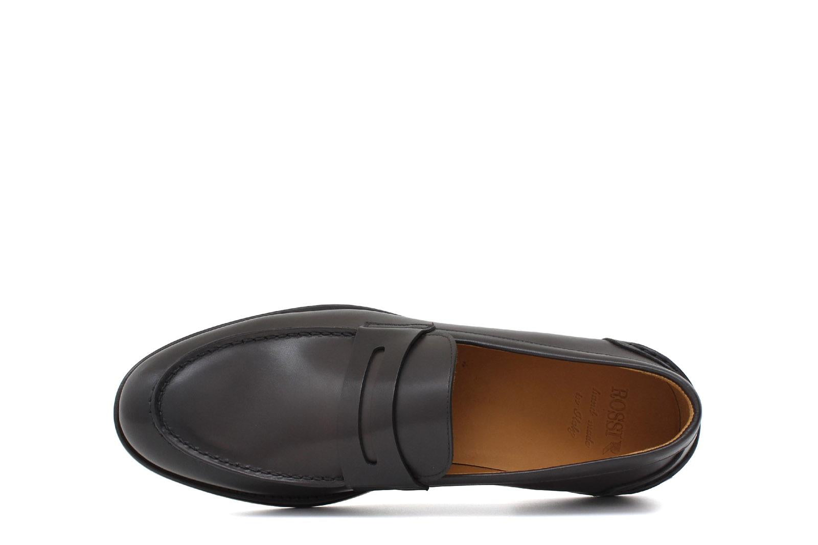 Mocassino in vitello a pieno fiore marrone con fondo in cuoio antiscivolo 6853SERMOK 515 ROSSI 