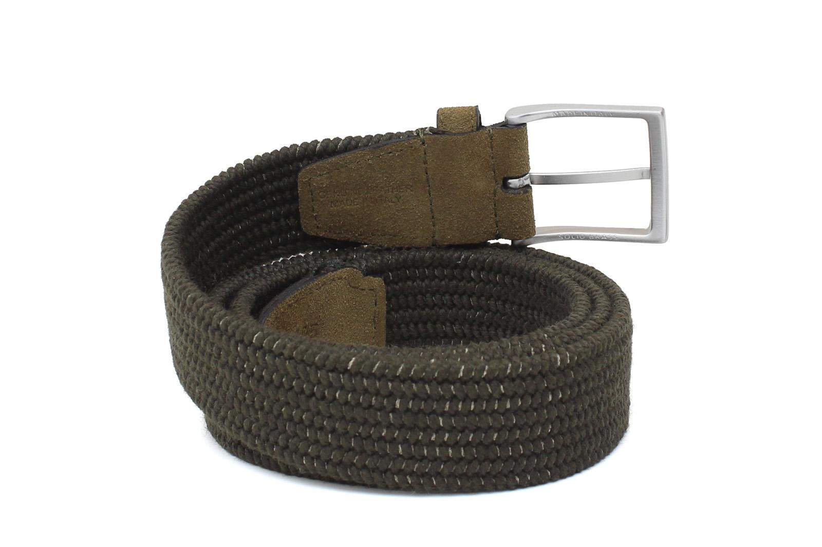 Cinta h35 con fibbia in nikel satinato con intreccio elasticizzato color verde INTRELAVER 127 ROSSI 