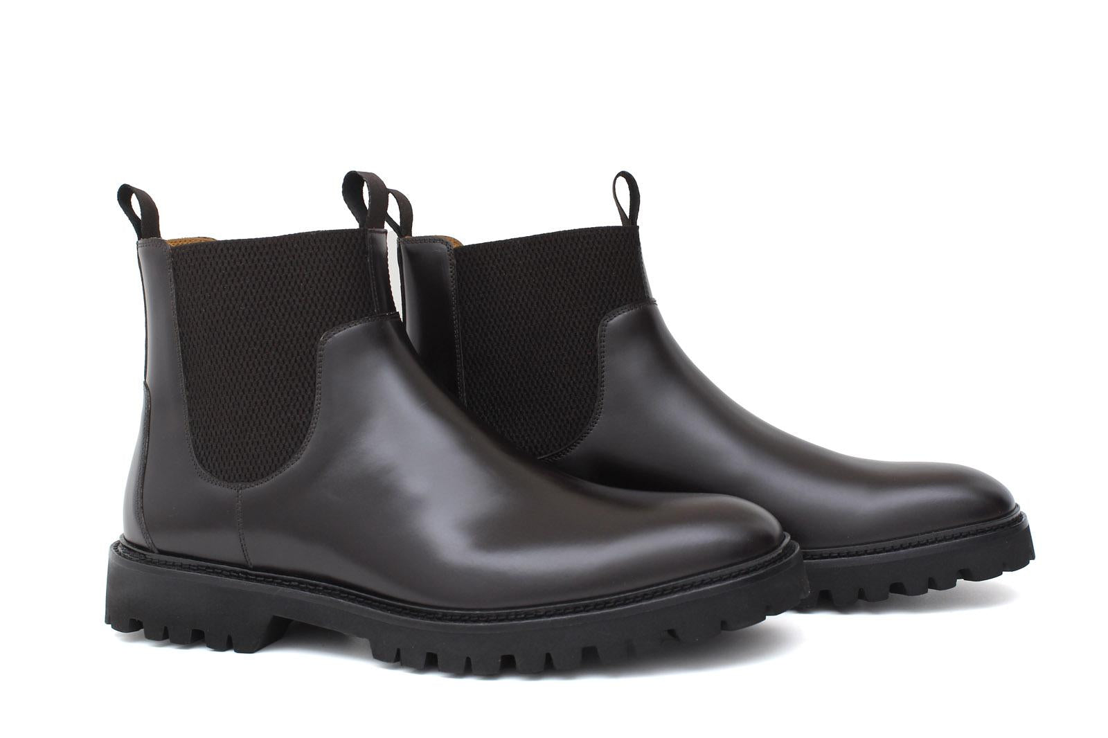 Stivaletto modello beatles in vitello spazzolato semilucido testa di moro con fondo in gomma leggera 457PCALTM 194 ROSSI 