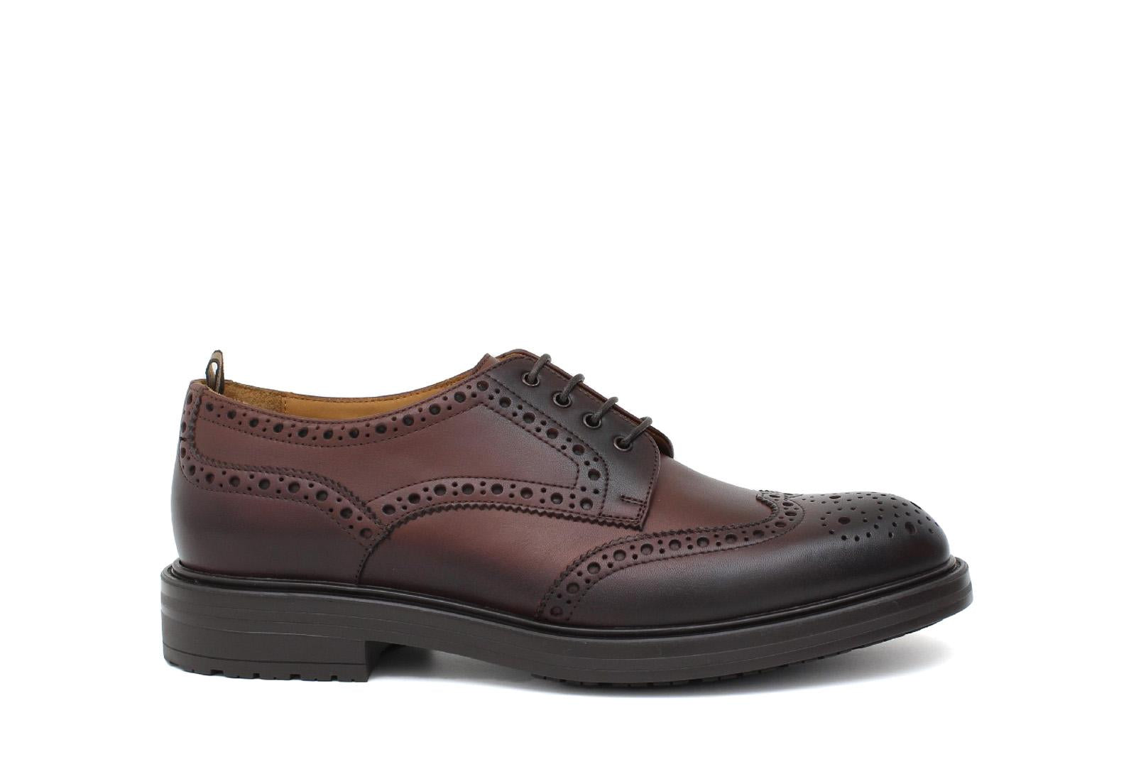 Derby stile inglese in vitello anticato marrone con fondo in gomma 164GBMAR 221 ROSSI 