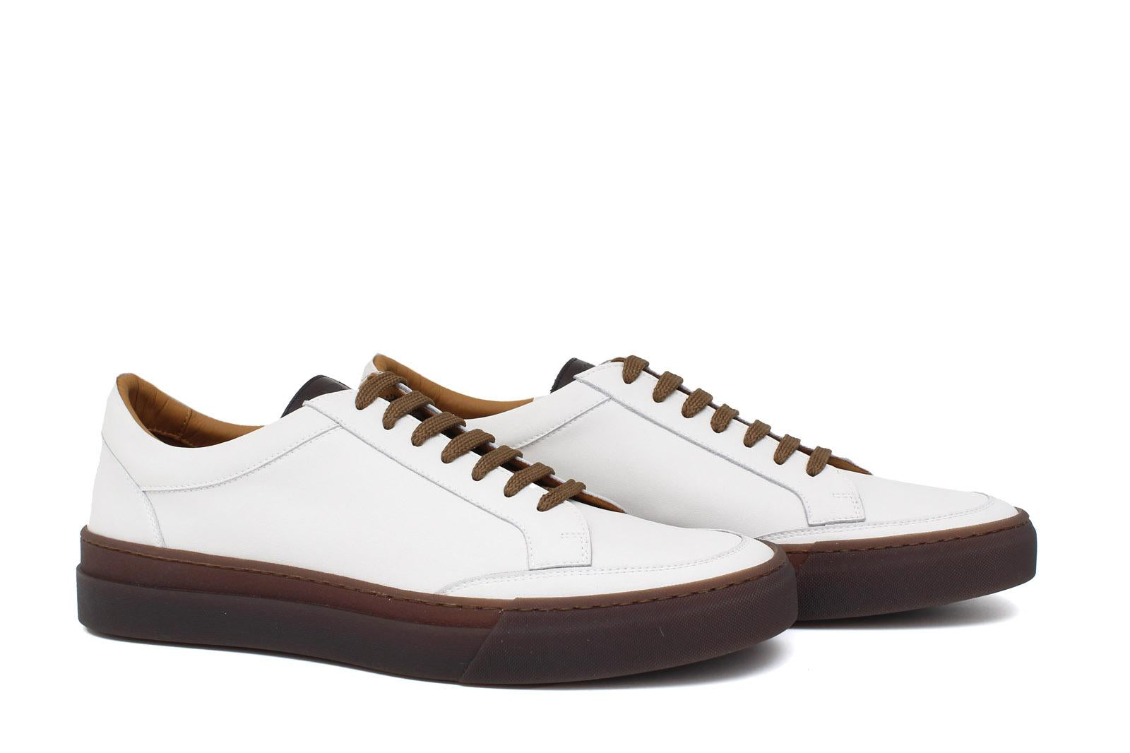 Sneakers in vitello morbido color crema con fondo in gomma 643LPCREM 639 ROSSI 