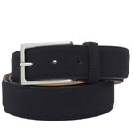 Cinta h 35 in camoscio rasato nel colore blu con fibbia nichel  satinato F0477NKCIBLU 78 ROSSI 