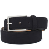 Cinta h 35 in camoscio rasato nel colore blu con fibbia nichel  satinato F0477NKCIBLU 78 ROSSI 
