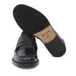 Mocassino College stile inglese in vitello spazzolato blu e fondo in cuoio 1/2 gomma 5316CALFBLU 104 ROSSI 
