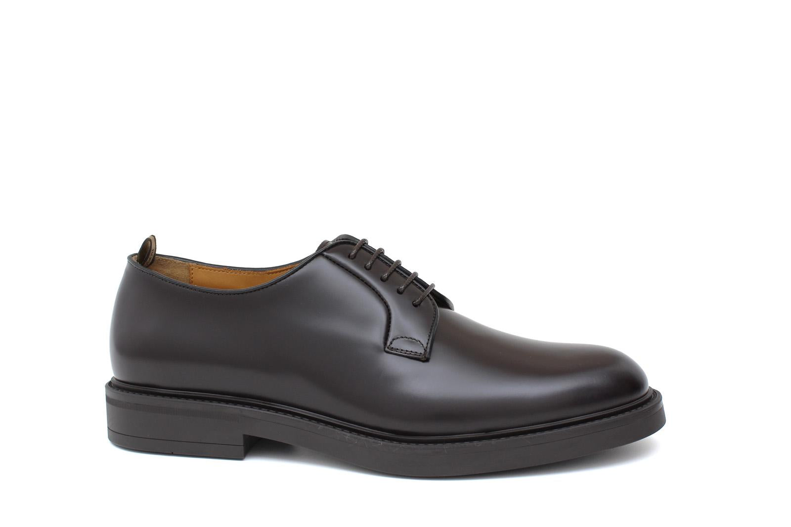 Derby liscio in vitello spazzolato testa di moro con fondo in gomma 403RCALTM 1037 ROSSI 