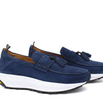 Mocassino con mappine  sportivo in camoscio navy con fondo vibram leggero 276FLOLTR 114 ROSSI 