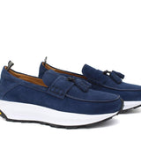 Mocassino con mappine  sportivo in camoscio navy con fondo vibram leggero 276FLOLTR 114 ROSSI 