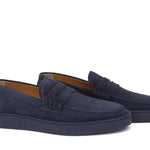Slip-on in camoscio blu con fondo in gomma cucito 645FBLU 56 ROSSI 