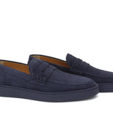 Slip-on in camoscio blu con fondo in gomma cucito 645FBLU 56 ROSSI 