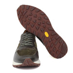Sneakers in pelle verdone con dettagli marrone e riporto in camoscio verdeone con fondo vibram 800BMIL 285 ROSSI 