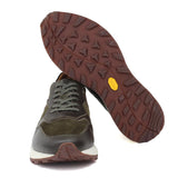 Sneakers in pelle verdone con dettagli marrone e riporto in camoscio verdeone con fondo vibram 800BMIL 285 ROSSI 