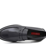 Mocassino con mascherina in vitello spazzolato blu scuro e fondo in cuoio 6834TBCUO 427 ROSSI 