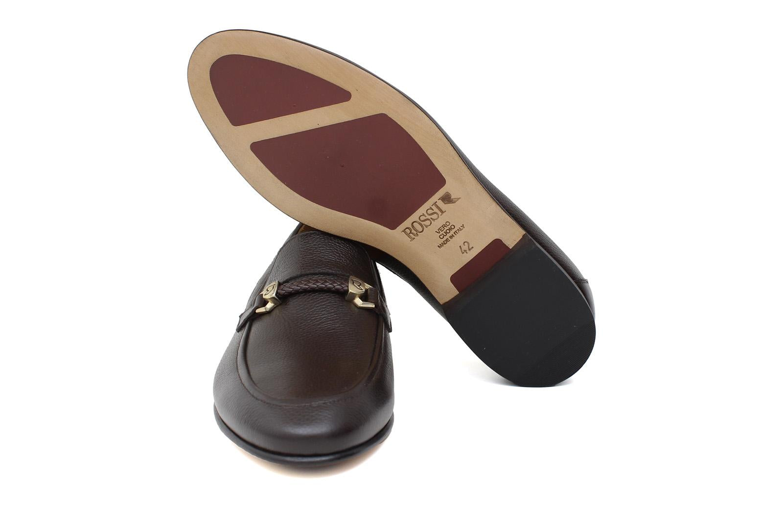 Mocassino in vitello dollaro testa di moro con fondo in cuoio antiscivolo 679WILTM 1137 ROSSI 