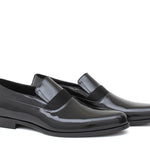 Mocassino in vernice nero con riporto in raso e fondo in cuoio 8623VN 80 ROSSI 