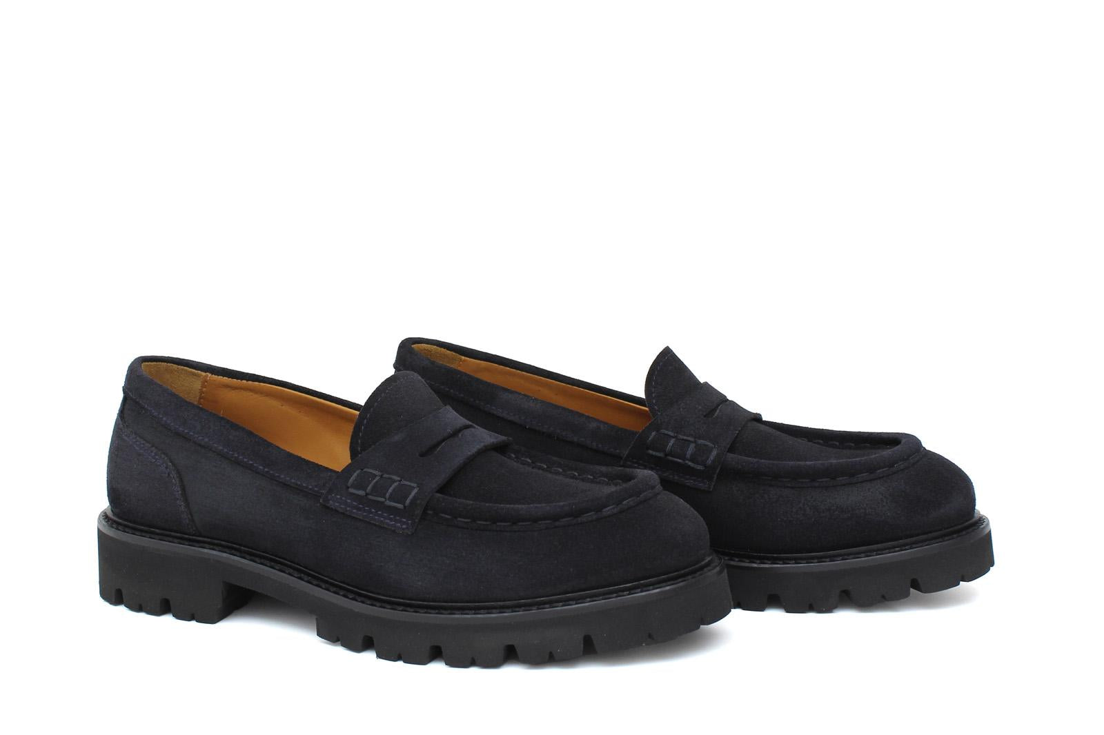 Mocassino donna stile ingegnere in suede blu e fondo in gomma leggera D212HSSBLU 7 ROSSI 