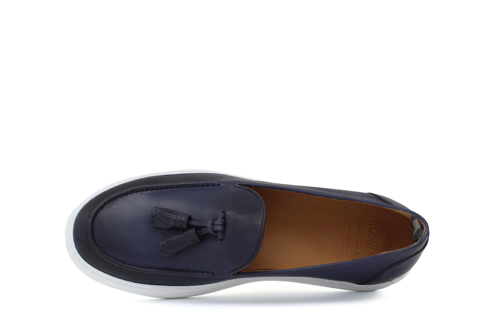 Slip on in vitello naturale navy sfumato e fondo in gomma leggera 8737DIXJE 105 ROSSI 