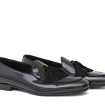 Pantofola con mappine in vernice nero con fondo iin cuoio 6604VNER 412 ROSSI 
