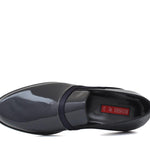 Mocassino in vernice blu scuro con riporto in raso e fondo in cuoio 619VBLU 985 ROSSI 