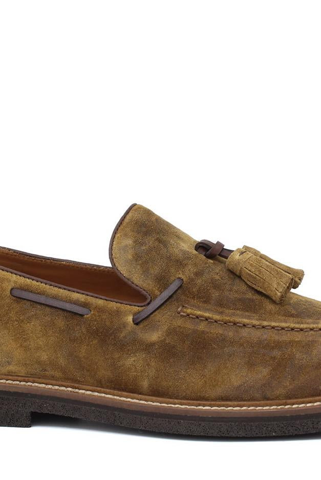 Mocassino in camoscio lavato color cuoio con fondo in gomma porosa leggera 9624TSE 300 ROSSI 