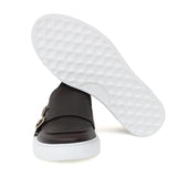 Slip on doppia fibbia in vitello testa di moro  con fondo in gomma leggera 803SAPTM 962 ROSSI 