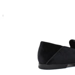 Pantofola con mappine in velluto nero con fondo cuoio antiscivolo 225DRANER 154 ROSSI 