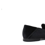 Pantofola con mappine in velluto nero con fondo cuoio antiscivolo 225DRANER 154 ROSSI 