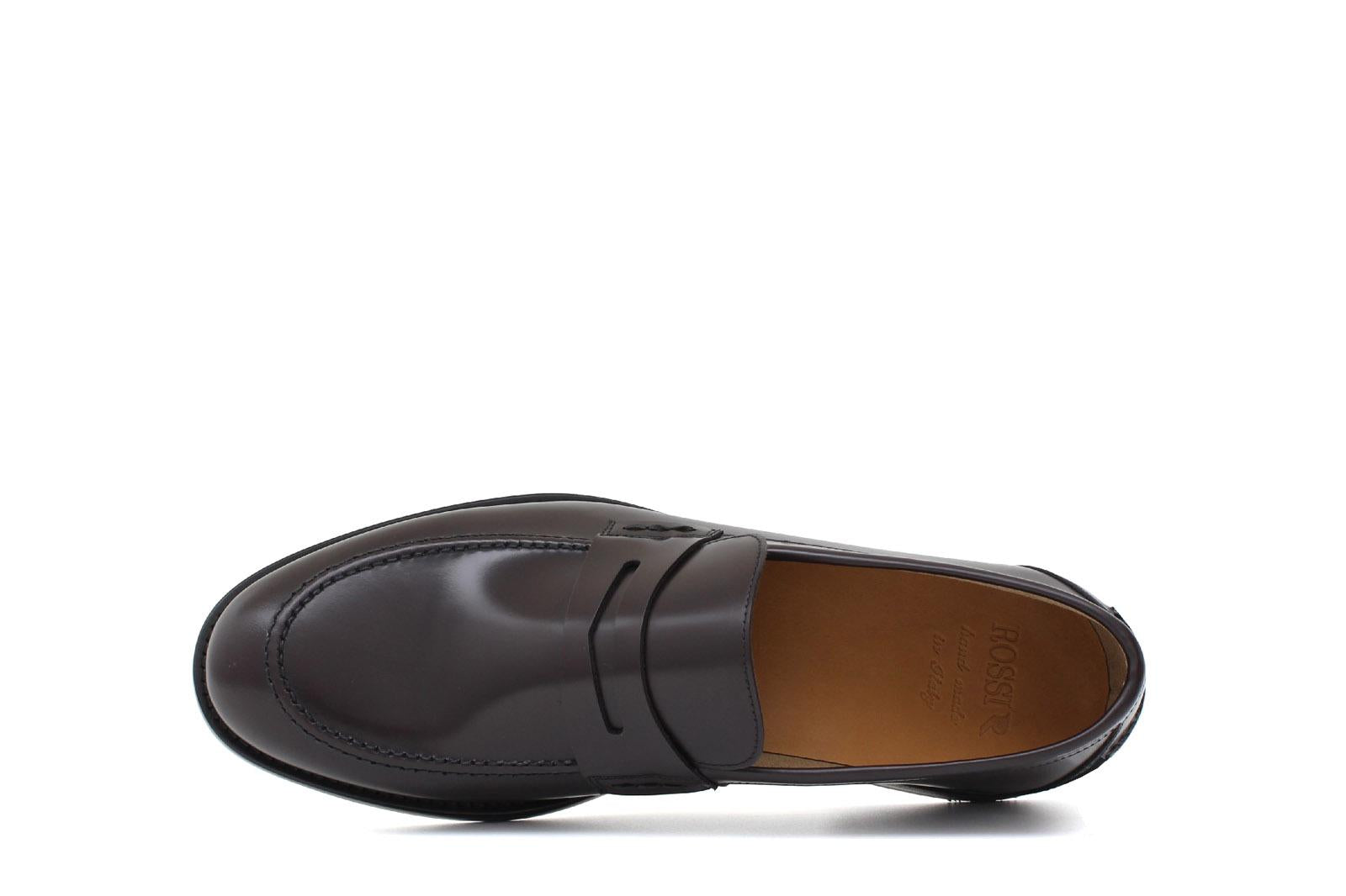 Mocassino sfoderato in vitello spazzolato bordò con fondo in cuoio antiscivolo cucito blake 7635CBOR 167 ROSSI 