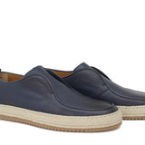 Slip on in vitello naturale blu  sfumato con fondo in gomma intrecciato 1093DBLU 17 ROSSI 