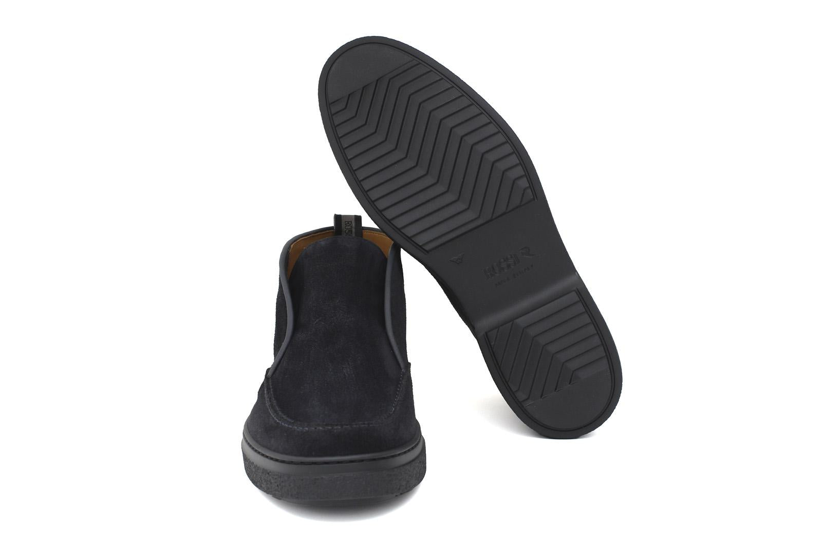 Polacchino con elastico centrale in camoscio ingrassato blu e fondo gomma leggera 1238PHSBLU 1141 ROSSI 